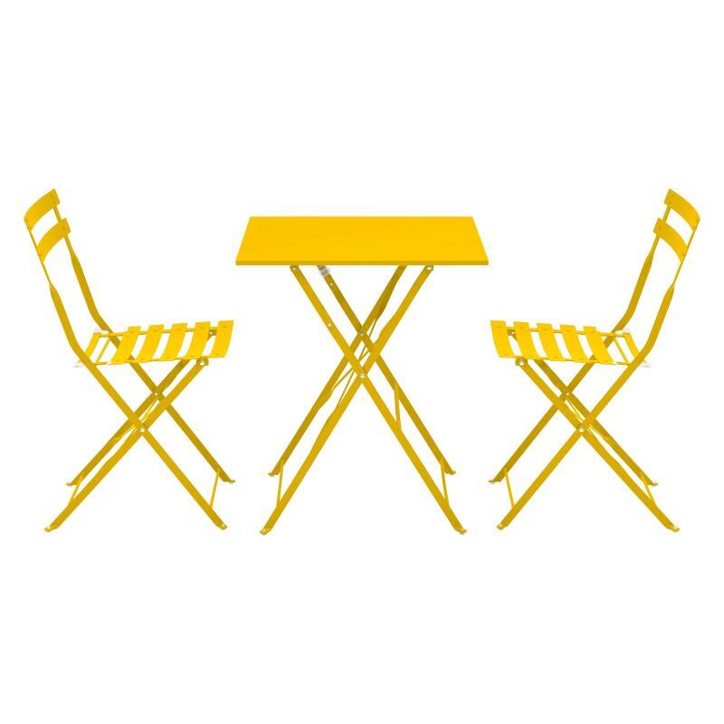 Gartentisch im Bistro-Stil, quadratisch, klappbar, aus Metall, 60x60 cm, und 2 Stühle klappbar (2/7)