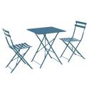 Gartentisch im Bistro-Stil, quadratisch, klappbar, aus Metall, 60x60 cm, und 2 Stühle klappbar