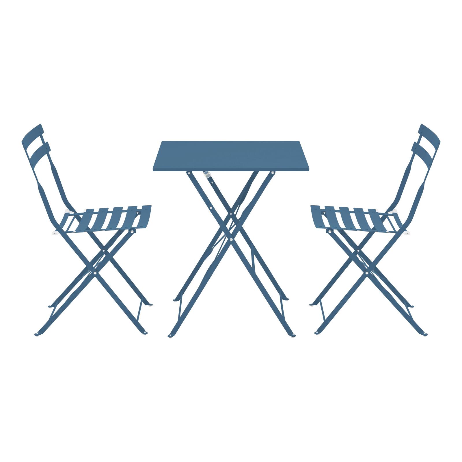 Gartentisch im Bistro-Stil, quadratisch, klappbar, aus Metall, 60x60 cm, und 2 Stühle klappbar