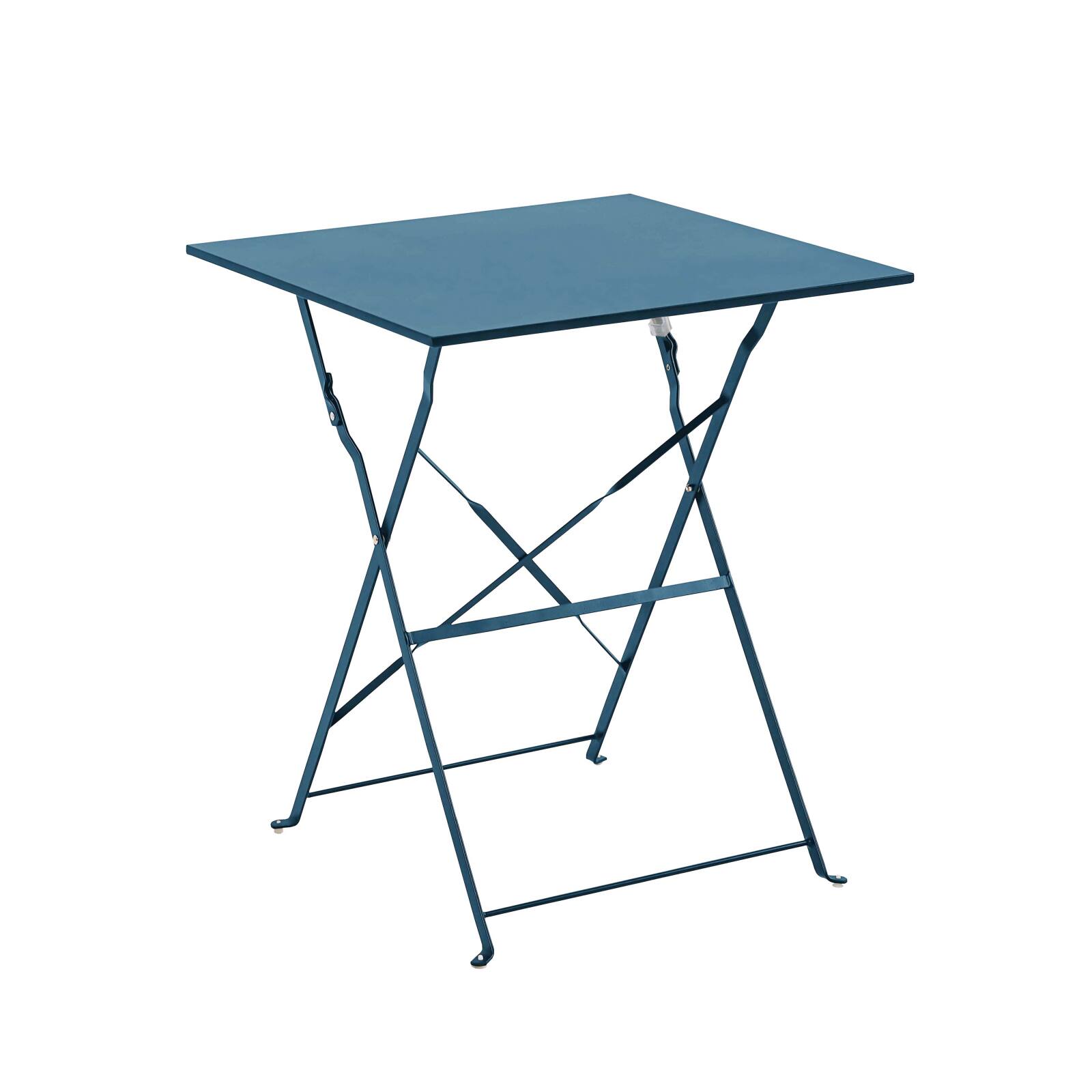 Gartentisch im Bistro-Stil, quadratisch, klappbar, aus Metall, 60x60 cm, und 2 Stühle klappbar