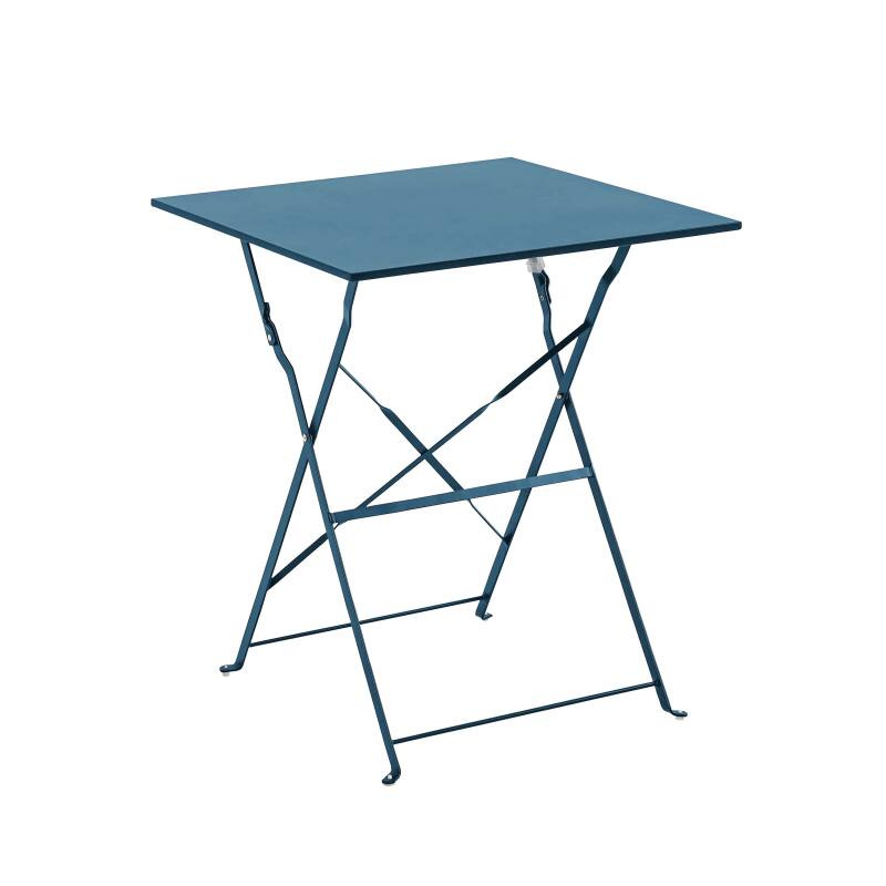 Gartentisch im Bistro-Stil, quadratisch, klappbar, aus Metall, 60x60 cm, und 2 Stühle klappbar (3/7)