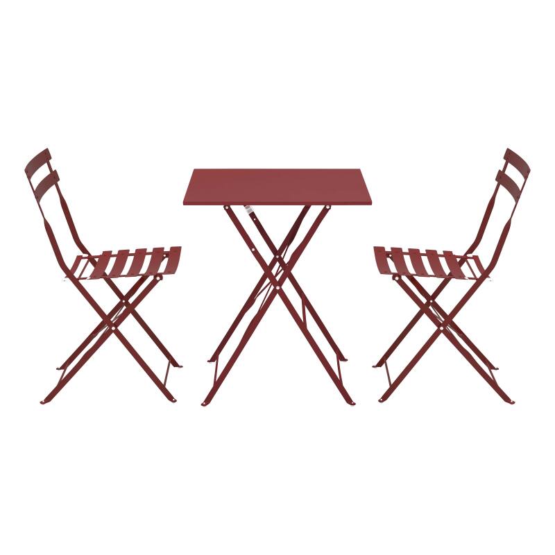 Gartentisch im Bistro-Stil, quadratisch, klappbar, aus Metall, 60x60 cm, und 2 Stühle klappbar (2/7)