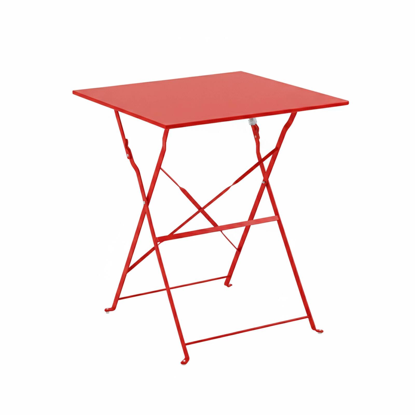 Gartentisch im Bistro-Stil, quadratisch, klappbar, aus Metall, 60x60 cm, und 2 Stühle klappbar