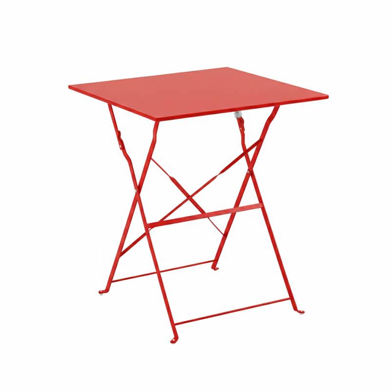 Gartentisch im Bistro-Stil, quadratisch, klappbar, aus Metall, 60x60 cm, und 2 Stühle klappbar (3/7)