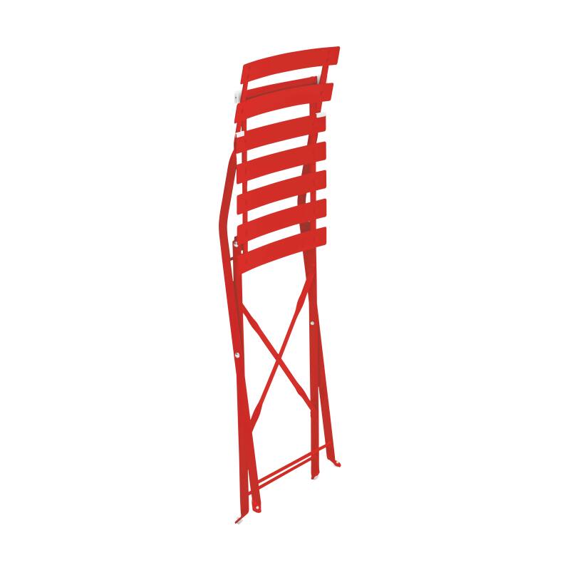 Gartentisch im Bistro-Stil, quadratisch, klappbar, aus Metall, 60x60 cm, und 2 Stühle klappbar (6/7)