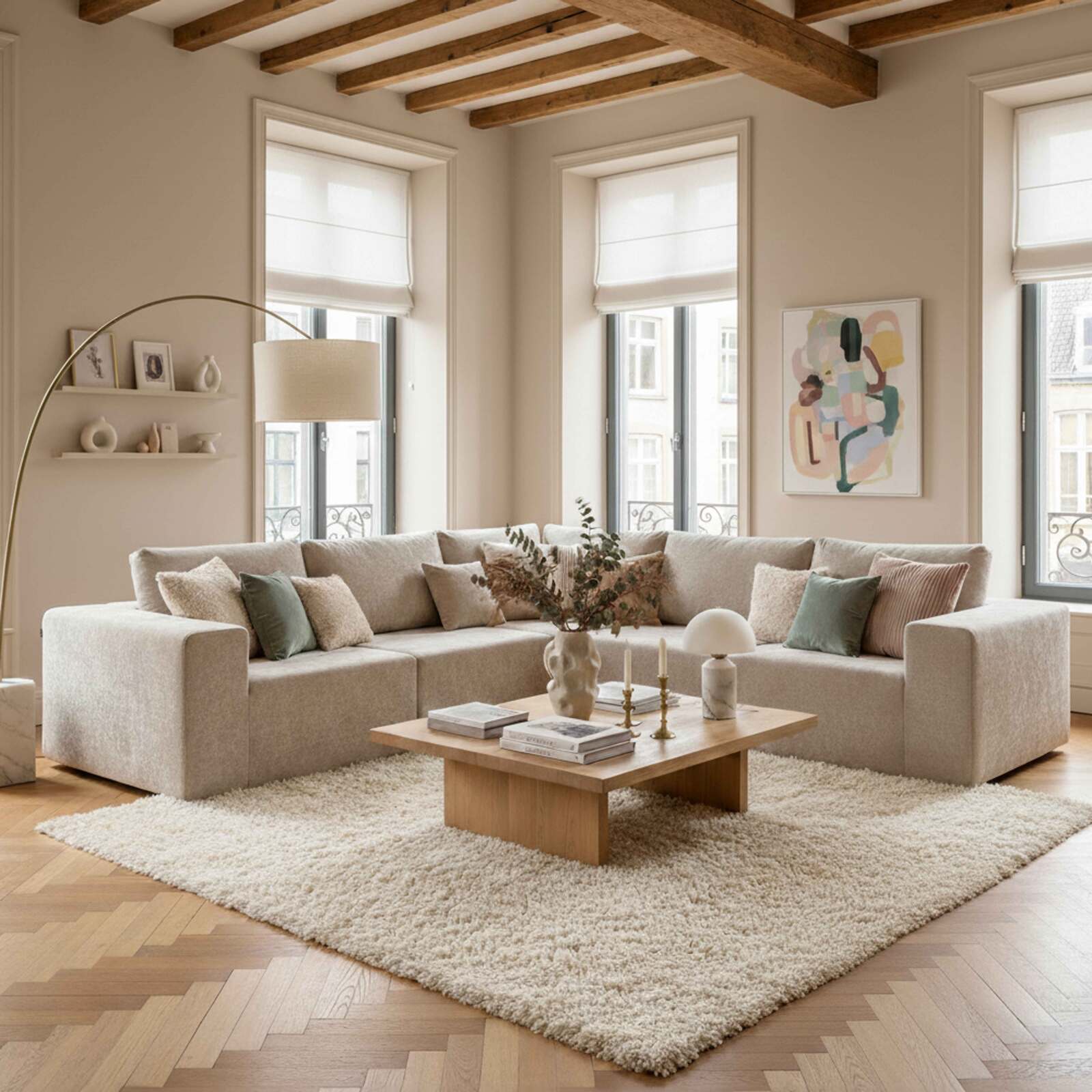 Sessel aus Stoff für modulares Sofa mit Kissen