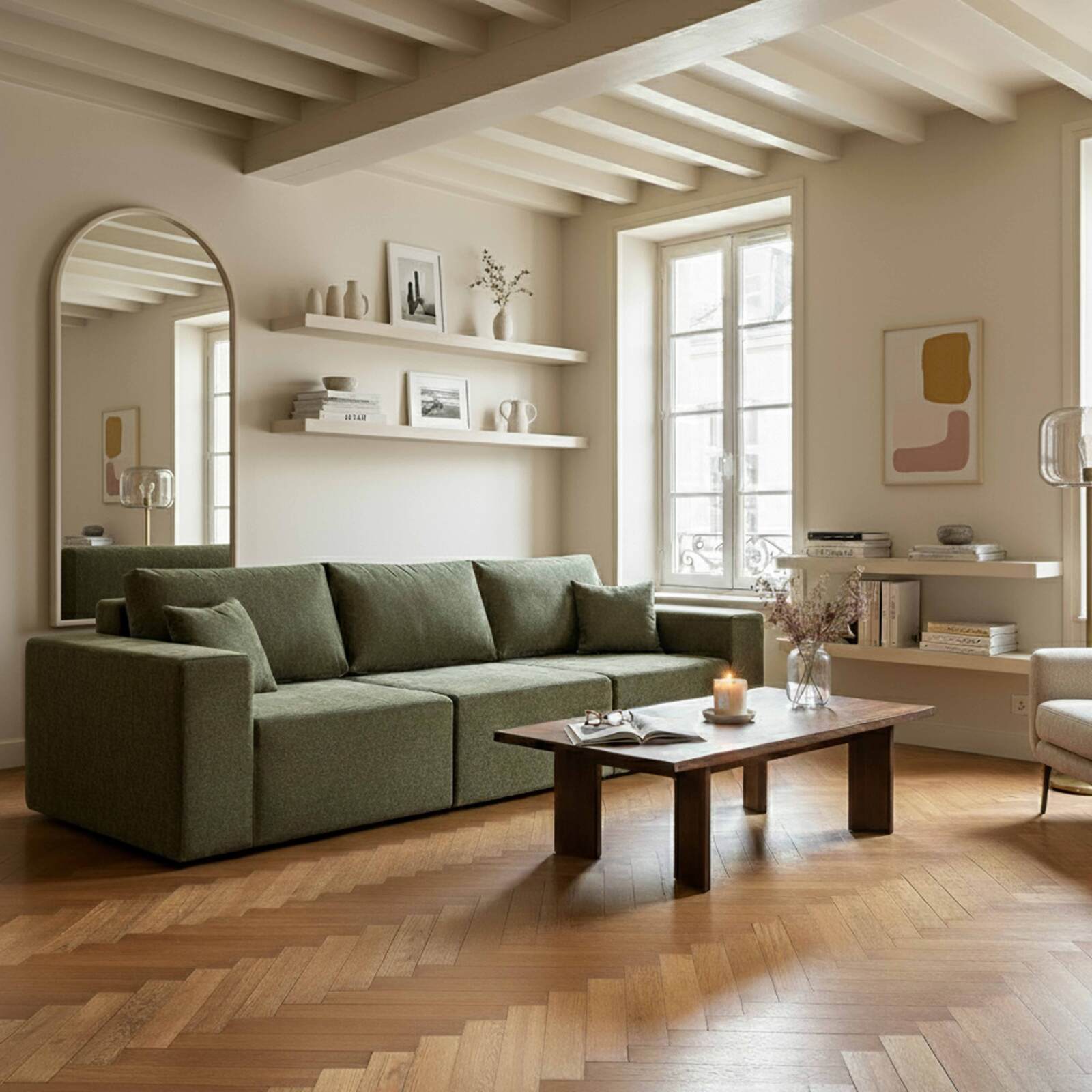 Sessel aus Stoff für modulares Sofa mit Kissen