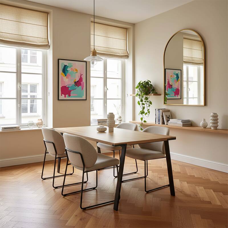 Esstisch rechteckig, aus Holzoptik und Metall, für 8 Personen