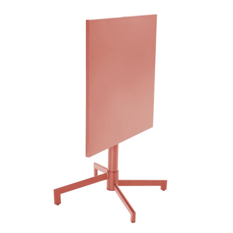 Gartentisch im Bistro-Stil, quadratisch, neigbar, aus Metall mit Einbaufuß, 70x70 cm, und 2 Stühle (4/9)