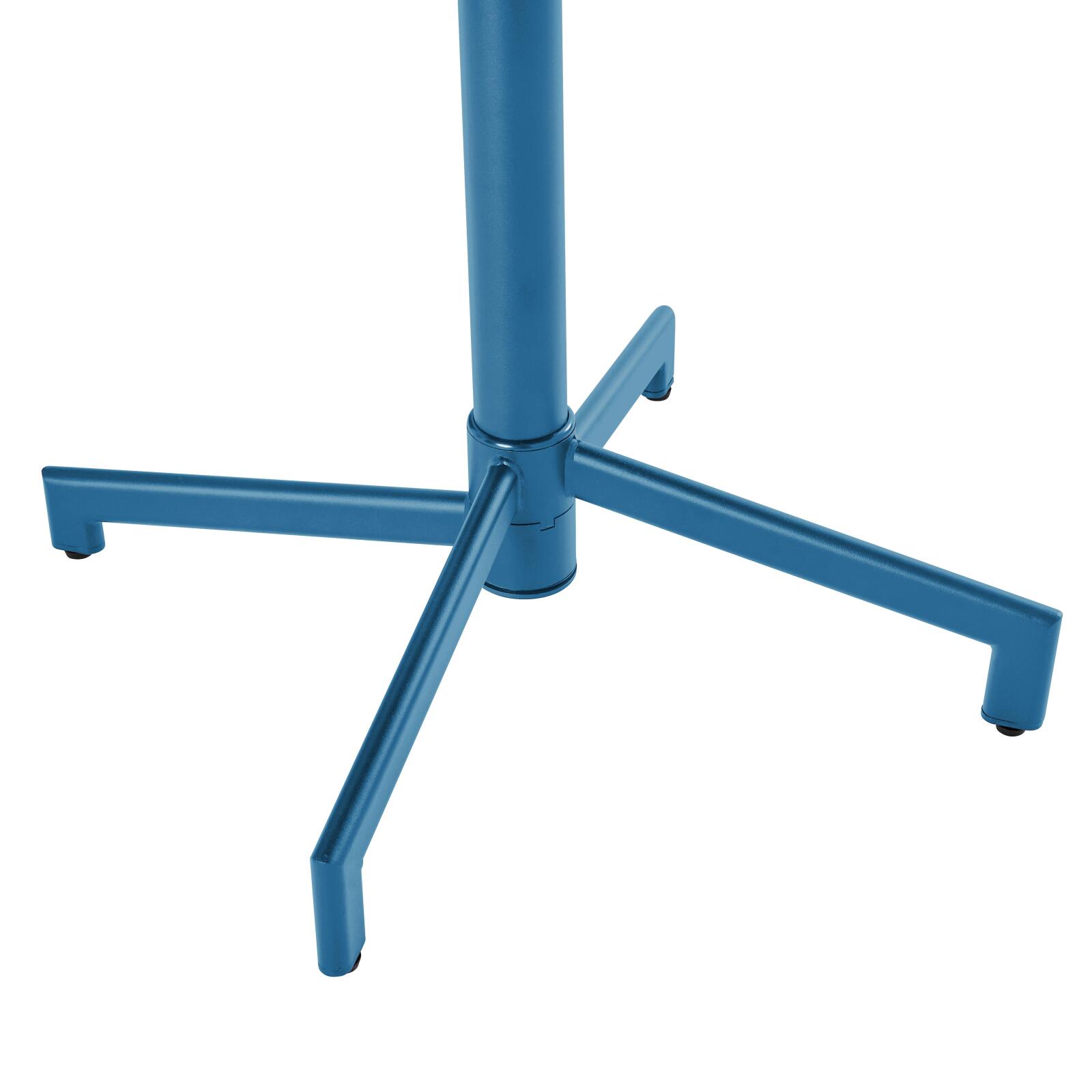 Gartentisch im Bistro-Stil, quadratisch, neigbar, aus Metall mit Einbaufuß, 70x70 cm, und 2 Stühle mit Armlehnen