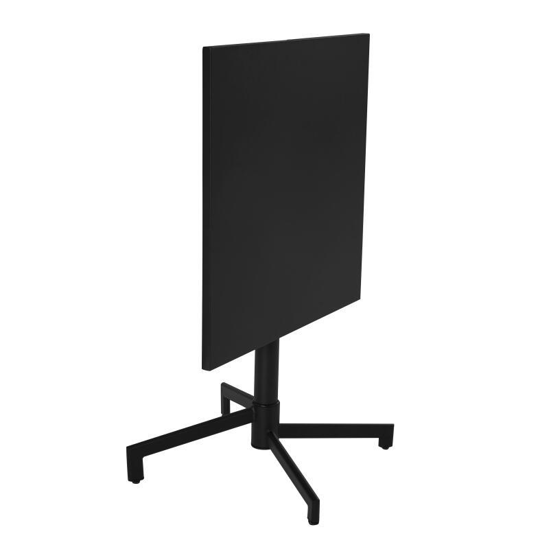 Gartentisch im Bistro-Stil, quadratisch, neigbar, aus Metall mit Einbaufuß, 70x70 cm, und 2 Stühle mit Armlehnen (3/9)