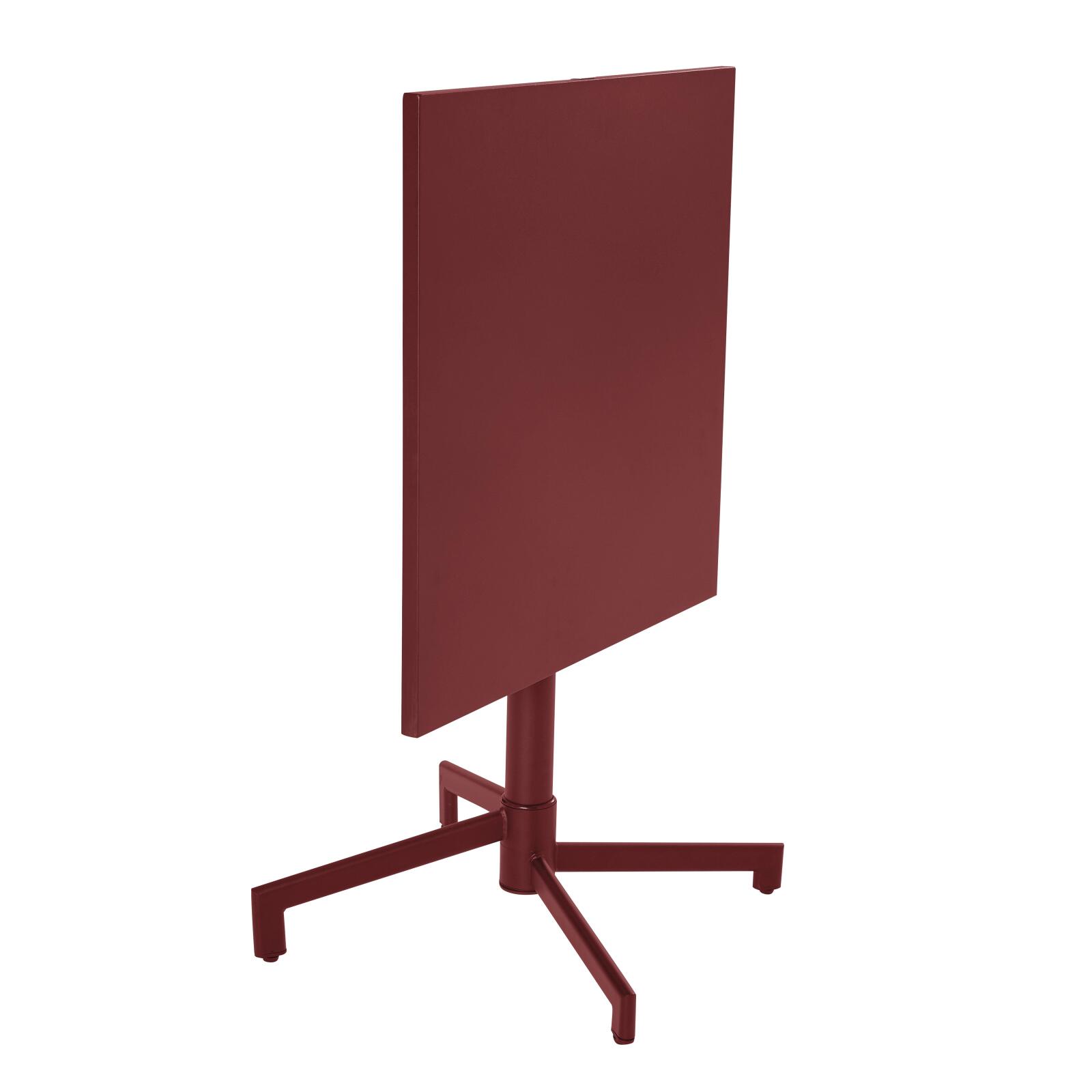 Gartentisch im Bistro-Stil, quadratisch, neigbar, aus Metall mit Einbaufuß, 70x70 cm, und 2 Stühle mit Armlehnen