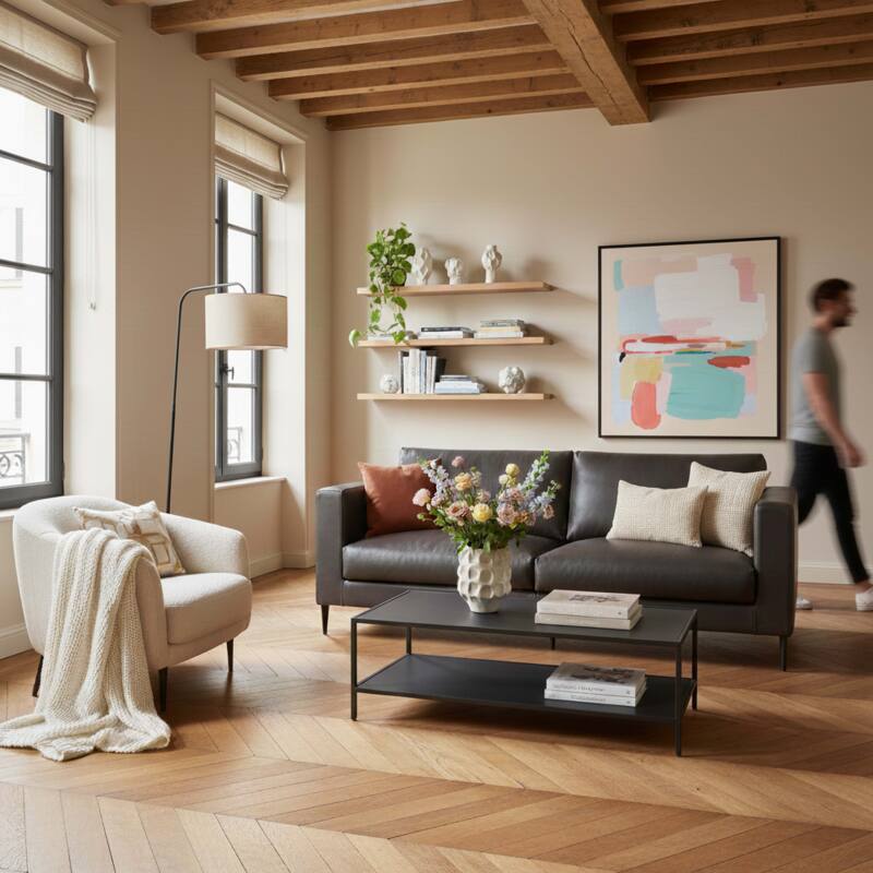 Sofa 3-Sitzer aus Leder mit abnehmbaren Kissen