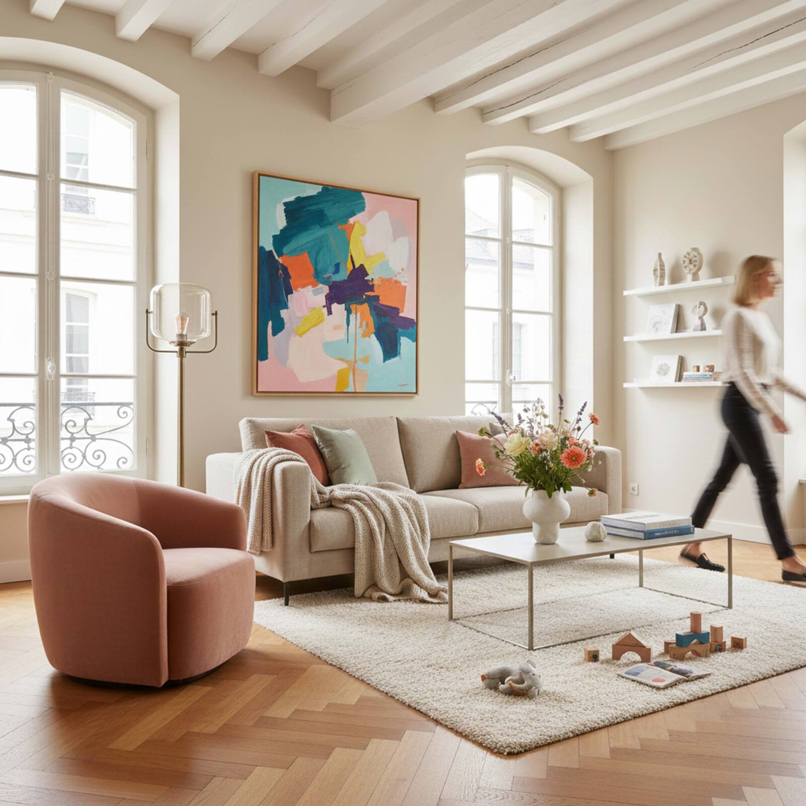 Sofa 3-Sitzer aus meliertem Stoff