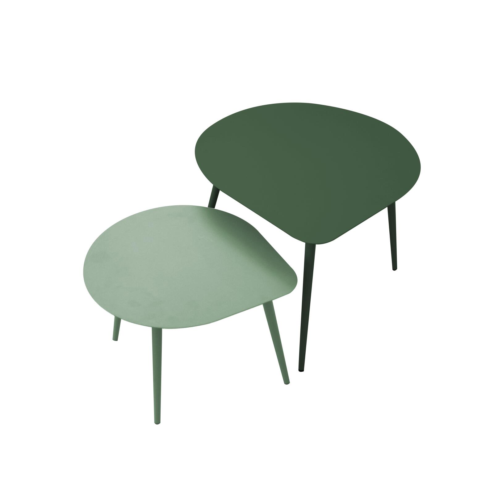 Nestbare Garten Couchtische runden aus Metall  58x50x34 cm und 40x35x28 cm 