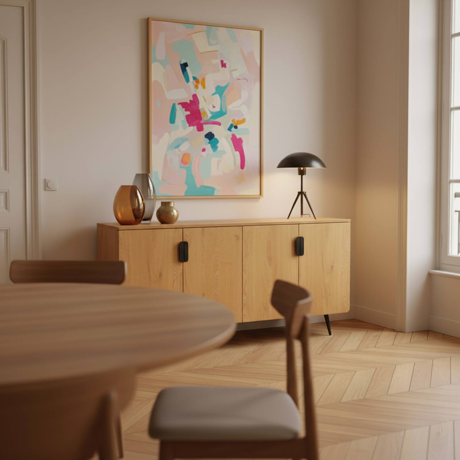 Sideboard in Holzoptik, 4 Türen, 160 cm