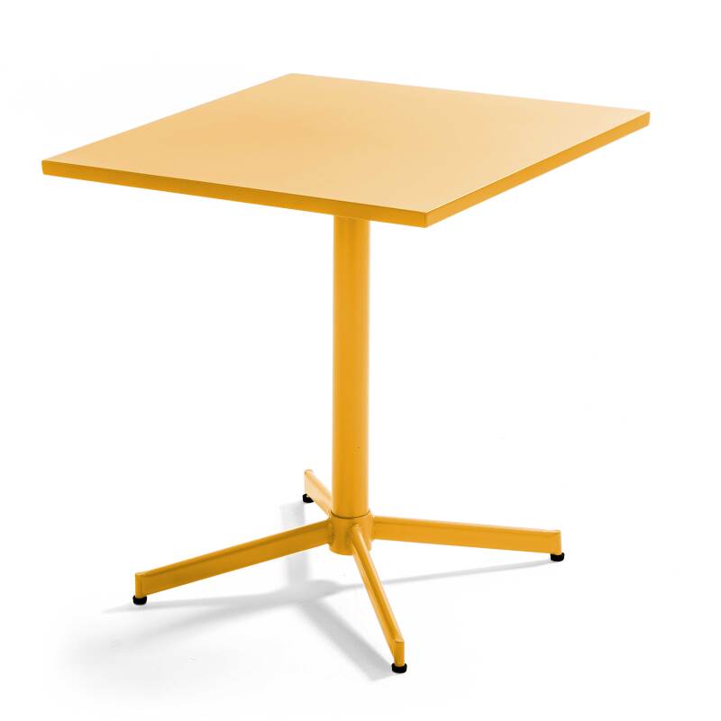 Gartentisch im Bistro-Stil, quadratisch, neigbar, aus Metall, 70x70 cm, und 2 Stühle mit Armlehnen (3/9)