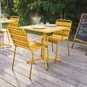 Gartentisch im Bistro-Stil, quadratisch, neigbar, aus Metall, 70x70 cm, und 2 Stühle mit Armlehnen