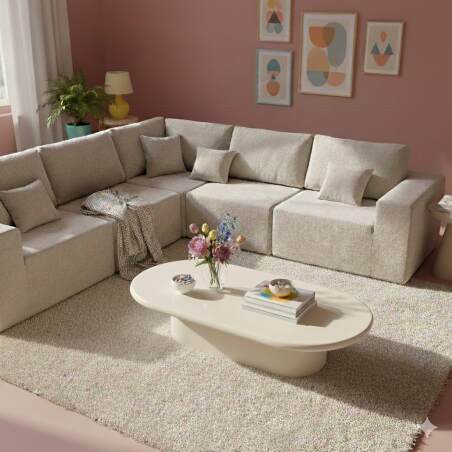 Couchtisch oval, in Lackeffekt, 100x70 cm