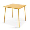 Quadratischer Bistrot-Gartentisch 70 x 70 cm und 2 Metallstühle mit Armlehnen 