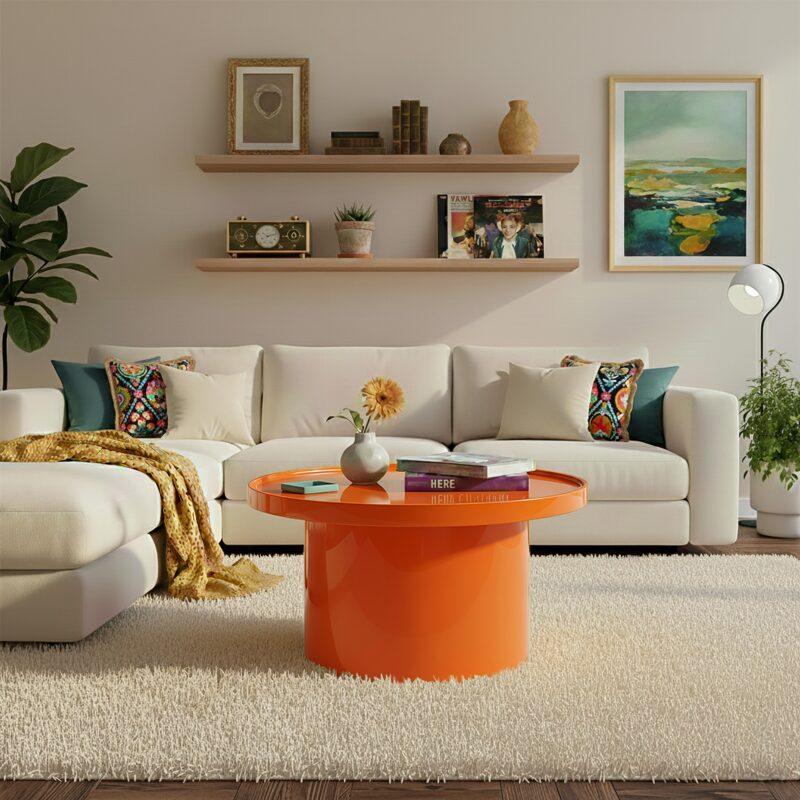 Couchtisch rund, in Lackoptik, Ø70 cm