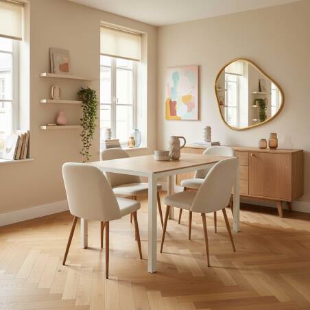 Esstisch rechteckig, aus Metall und Holzoptik, für 4 Personen