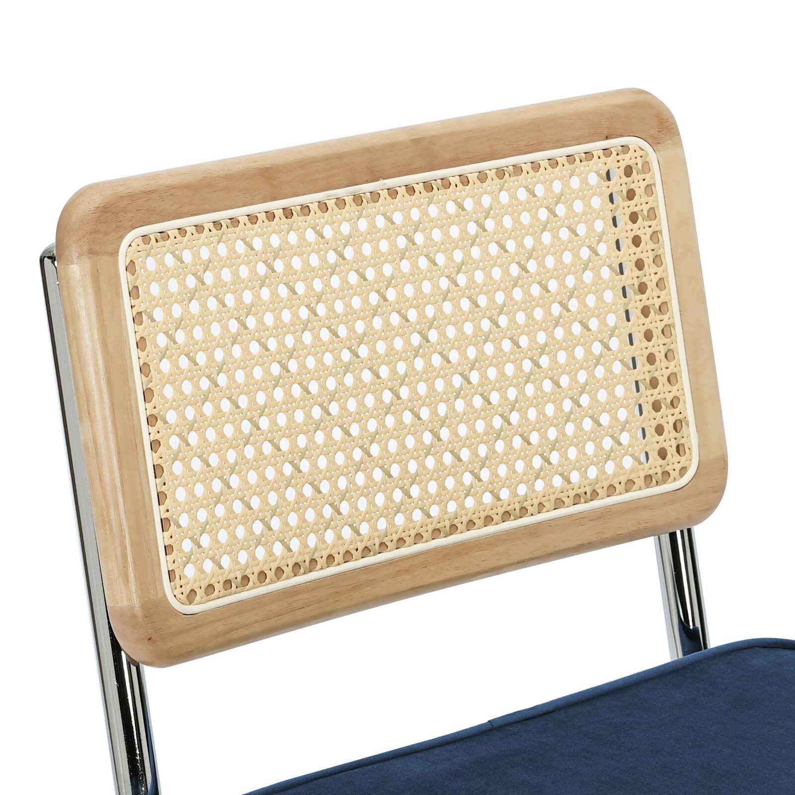 Barstühle aus Samt und Metall mit Rückenlehne im Rohrgeflecht-Stil - 2er-Set