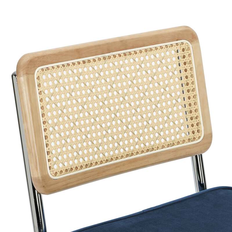 Barstühle aus Samt und Metall mit Rückenlehne im Rohrgeflecht-Stil - 2er-Set (5/7)