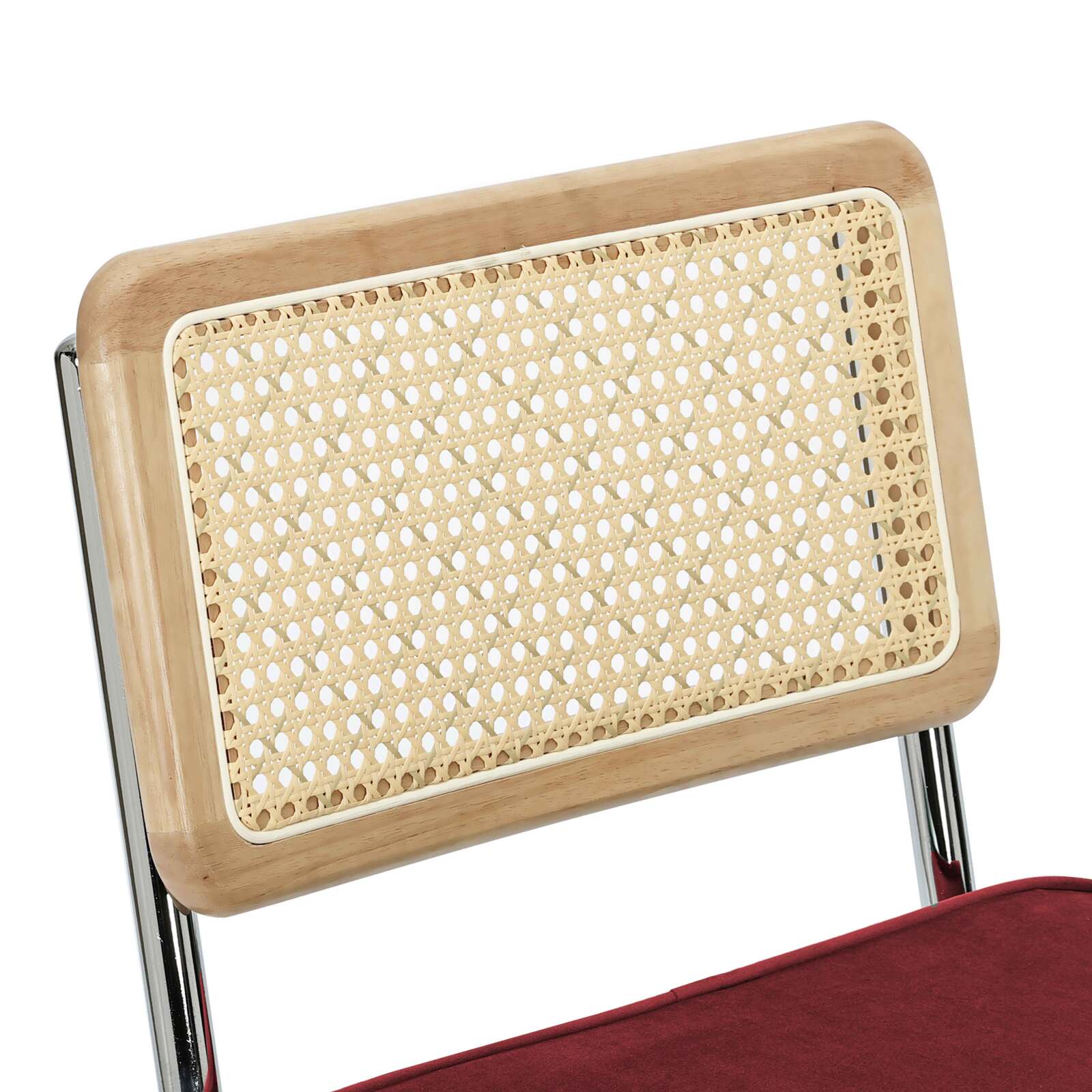 Barstühle aus Samt und Metall mit Rückenlehne im Rohrgeflecht-Stil - 2er-Set