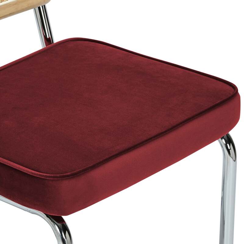 Barstühle aus Samt und Metall mit Rückenlehne im Rohrgeflecht-Stil - 2er-Set (6/7)