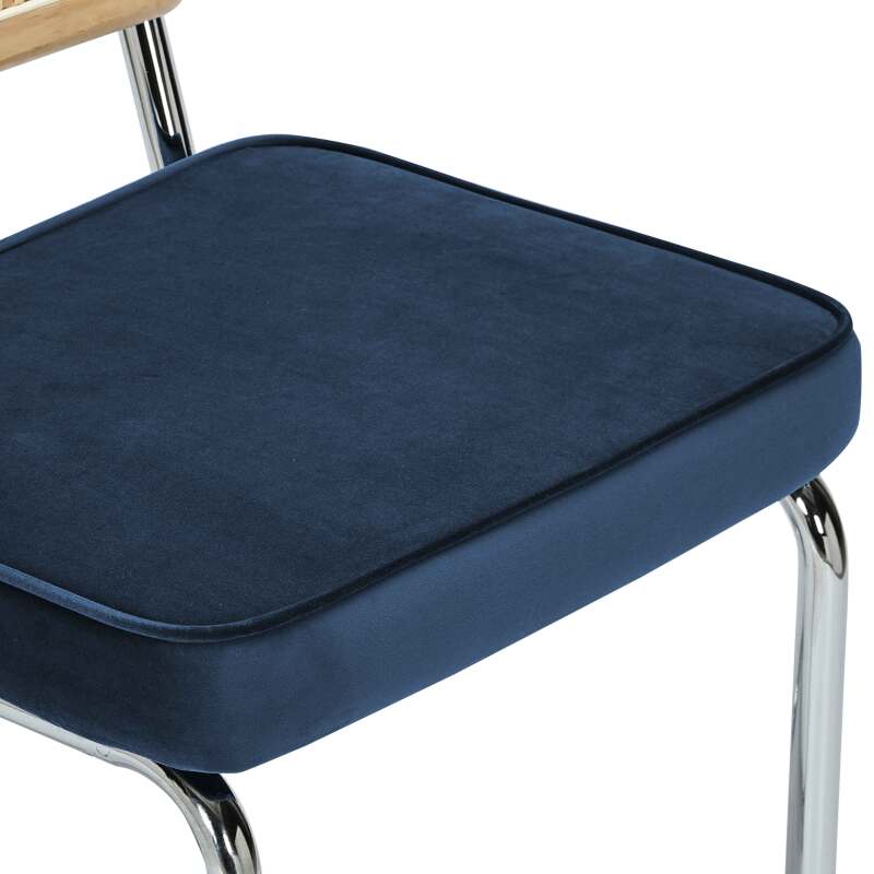 Barstühle aus Samt und Metall mit Rückenlehne im Rohrgeflecht-Stil - 2er-Set (6/7)