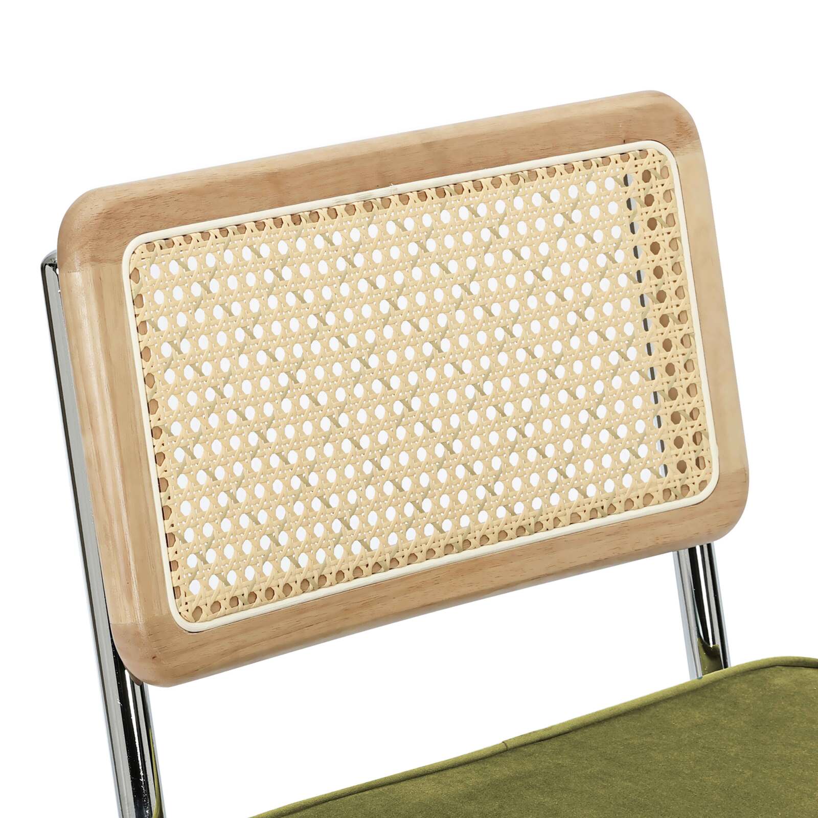 Barstühle aus Samt und Metall mit Rückenlehne im Rohrgeflecht-Stil - 2er-Set