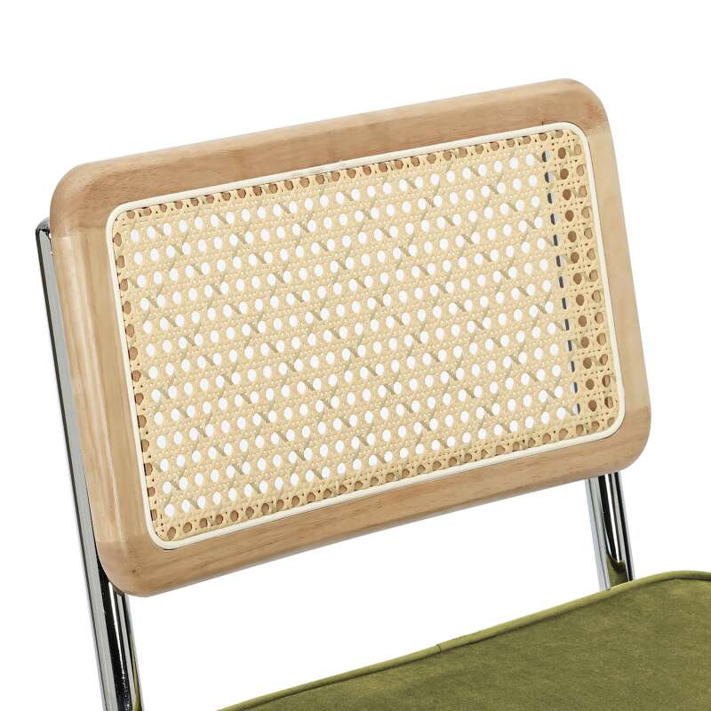 Barstühle aus Samt und Metall mit Rückenlehne im Rohrgeflecht-Stil - 2er-Set (5/7)