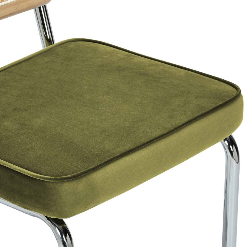 Barstühle aus Samt und Metall mit Rückenlehne im Rohrgeflecht-Stil - 2er-Set (6/7)