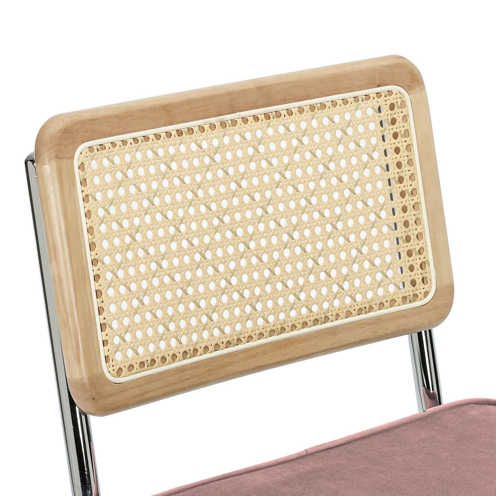 Barstühle aus Samt und Metall mit Rückenlehne im Rohrgeflecht-Stil - 2er-Set