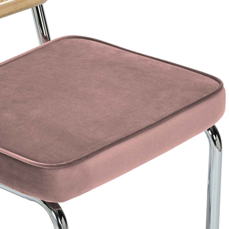 Barstühle aus Samt und Metall mit Rückenlehne im Rohrgeflecht-Stil - 2er-Set (6/7)