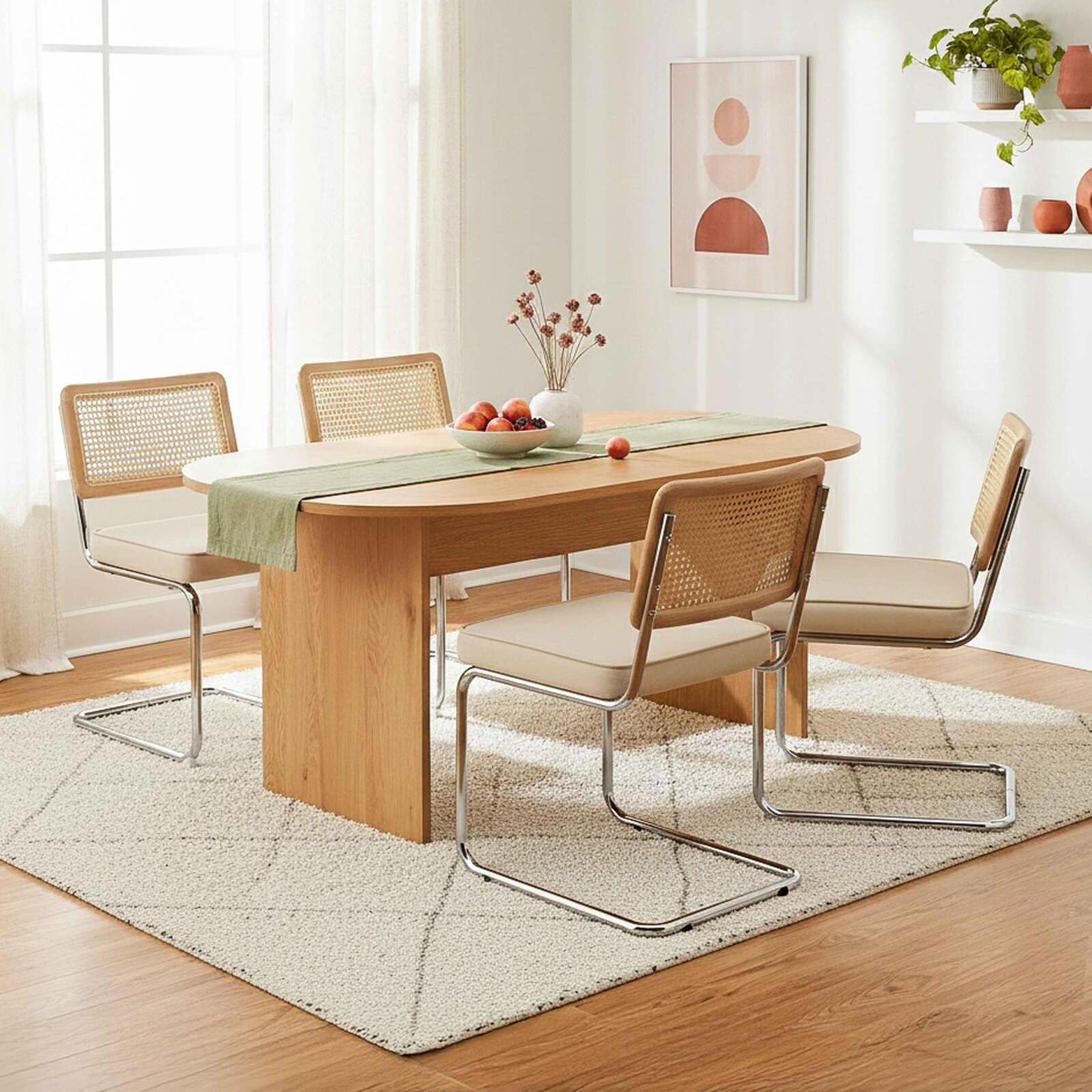 Stühle aus Samt und Metall mit Rückenlehne im Rohrgeflecht-Stil - 2er-Set