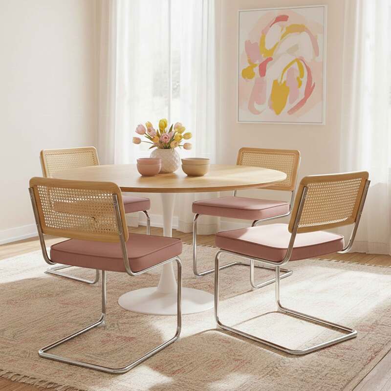 Stühle aus Samt und Metall mit Rückenlehne im Rohrgeflecht-Stil - 2er-Set