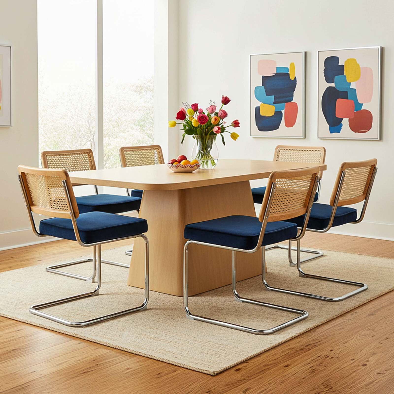 Stühle aus Samt und Metall mit Rückenlehne im Rohrgeflecht-Stil - 2er-Set