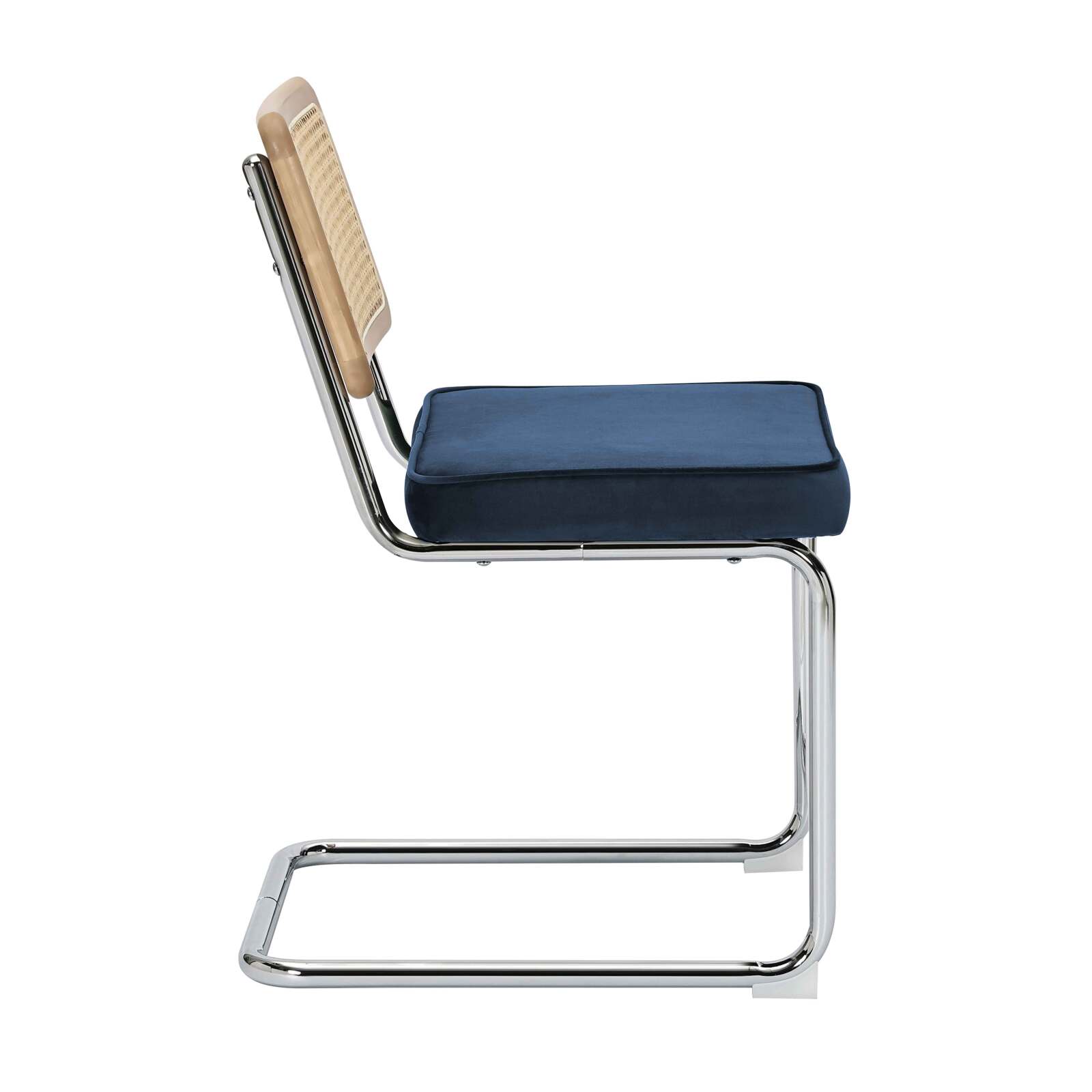 Stühle aus Samt und Metall mit Rückenlehne im Rohrgeflecht-Stil - 2er-Set