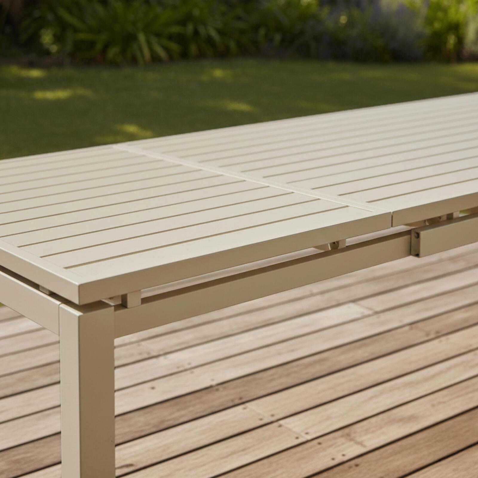 Ausziehbarer Gartentisch aus Aluminium 8 bis 10 Personen 180/240x90 cm