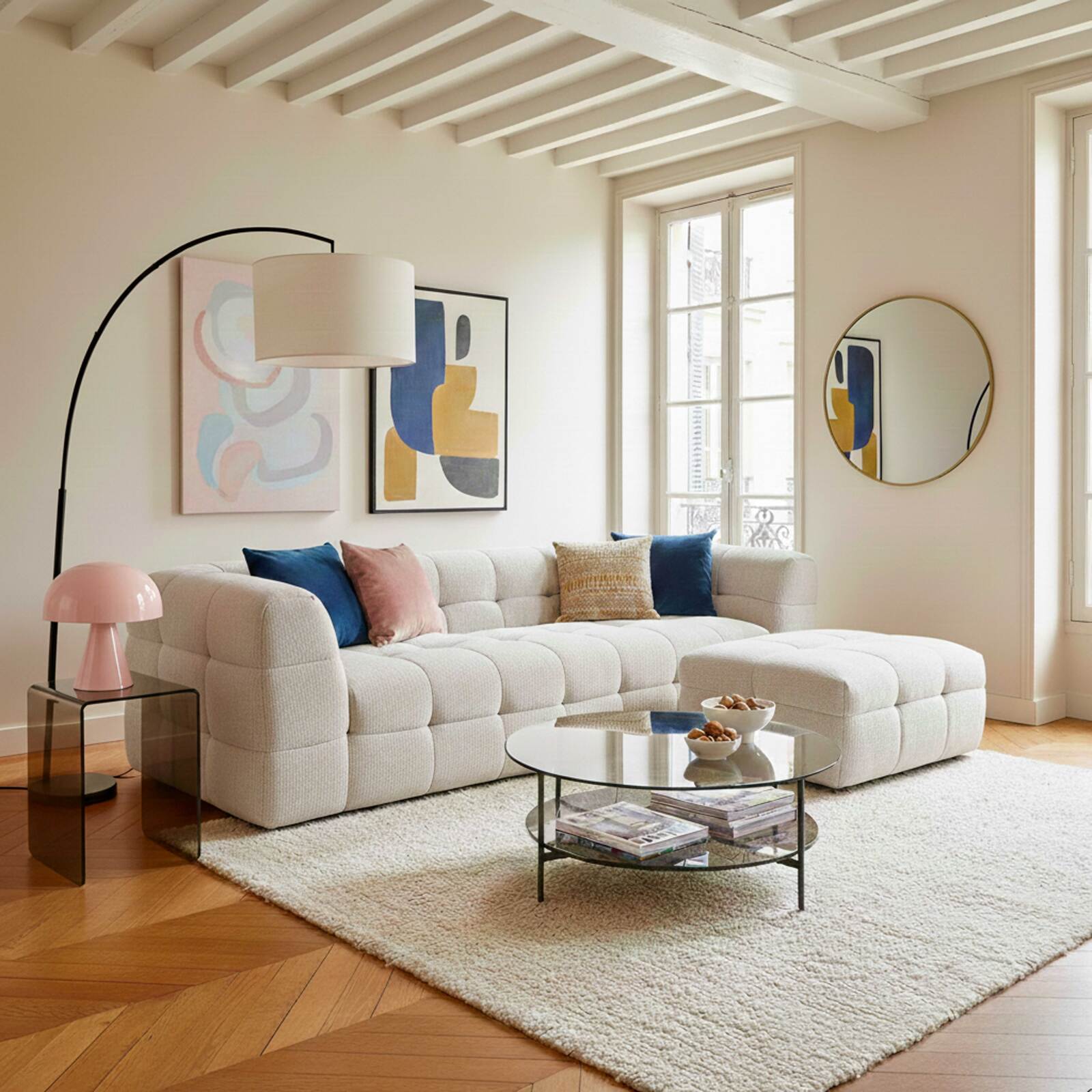 Sofa 3-Sitzer aus Stoff mit Sitzsack