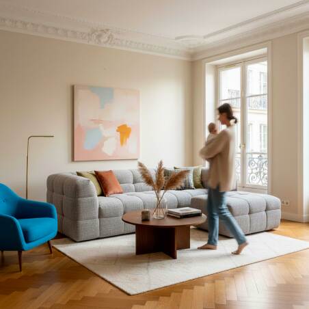 Sofa 3-Sitzer aus Stoff mit Sitzsack