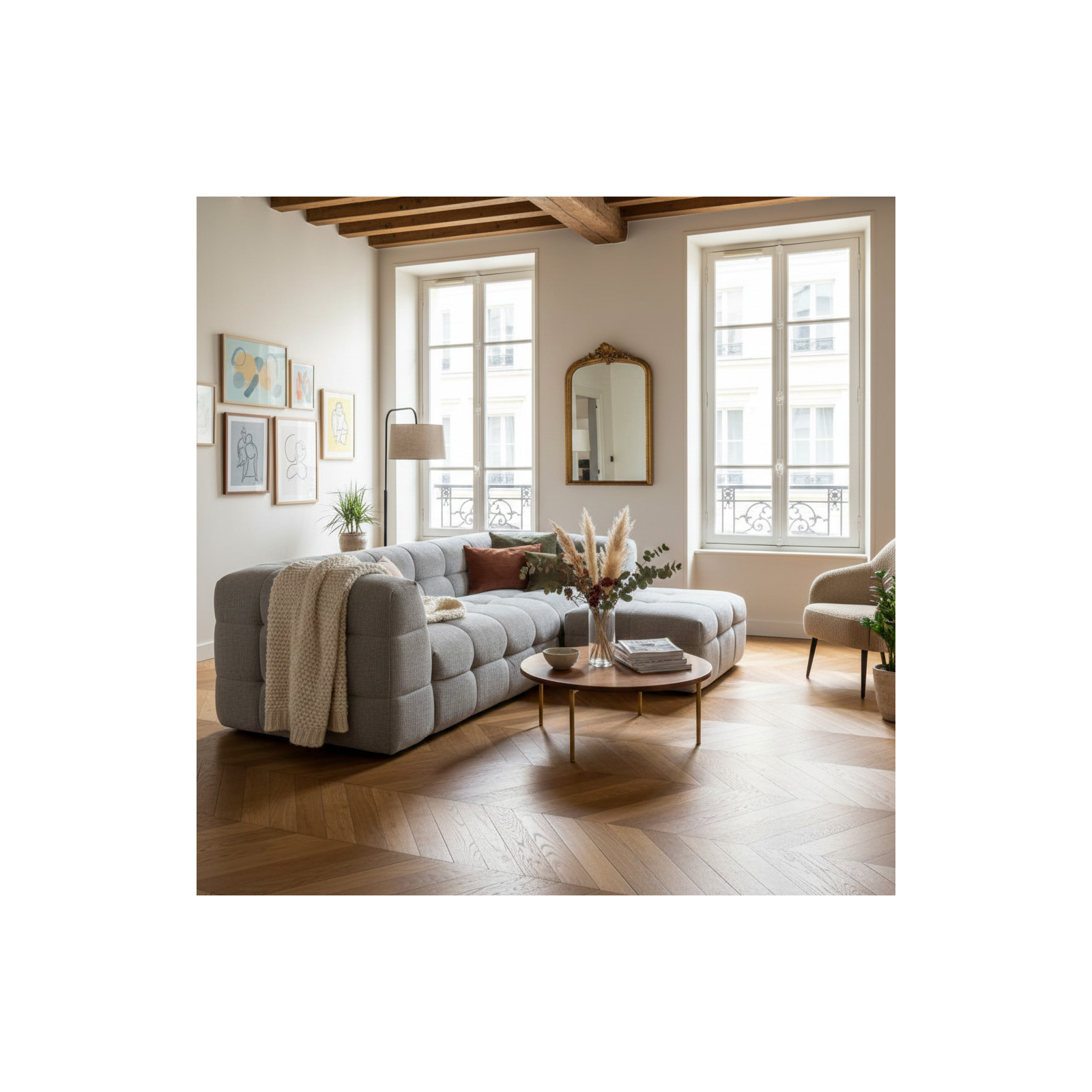 Sofa 3-Sitzer aus Stoff mit Sitzsack