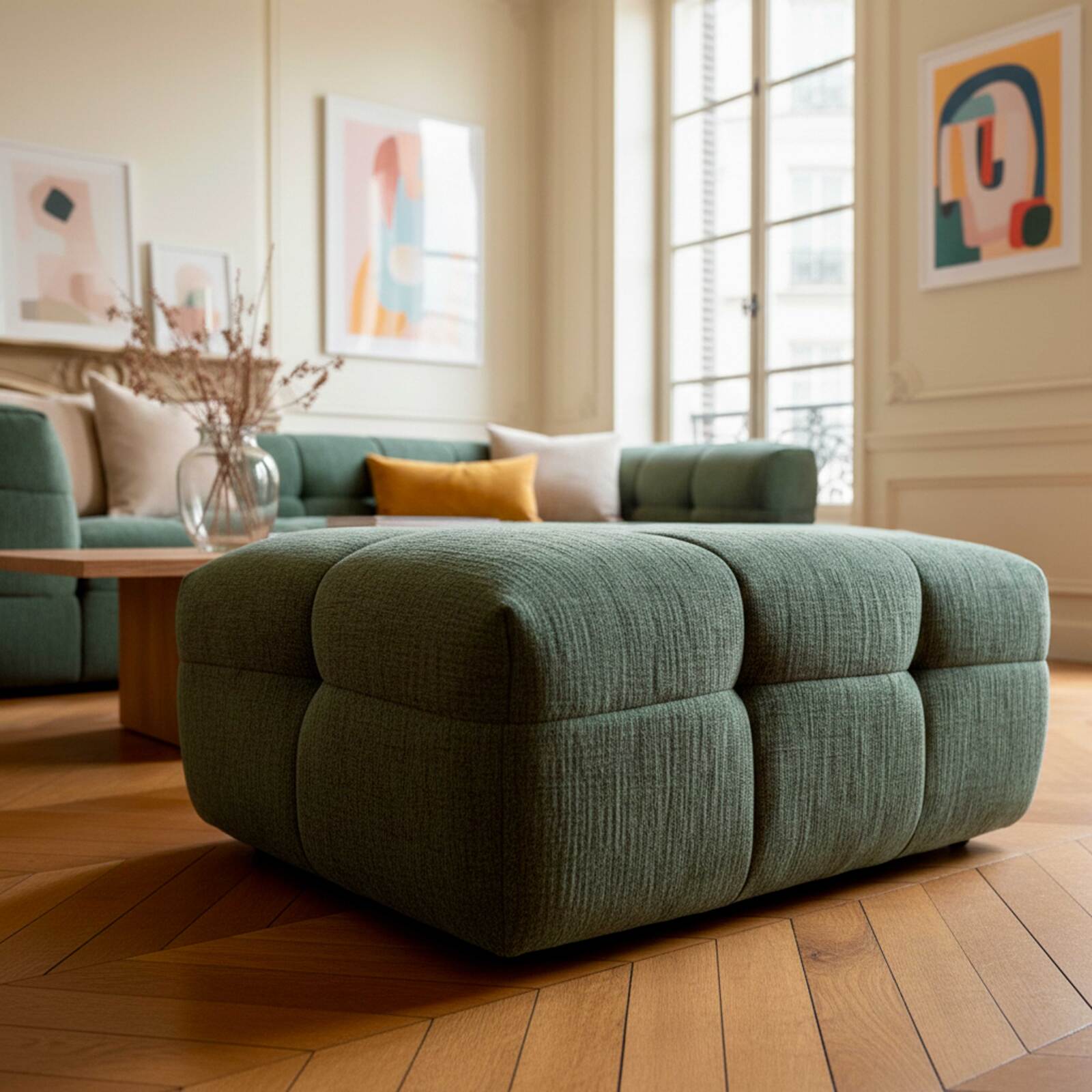 Sofa 3-Sitzer aus Stoff mit Sitzsack