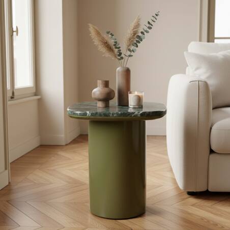 Couchtisch quadratisch, aus Marmor, 42​x42 cm, Retro-Stil