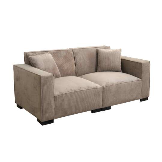 Sofa 2-Sitzer aus Cord mit Kissen | Oviala