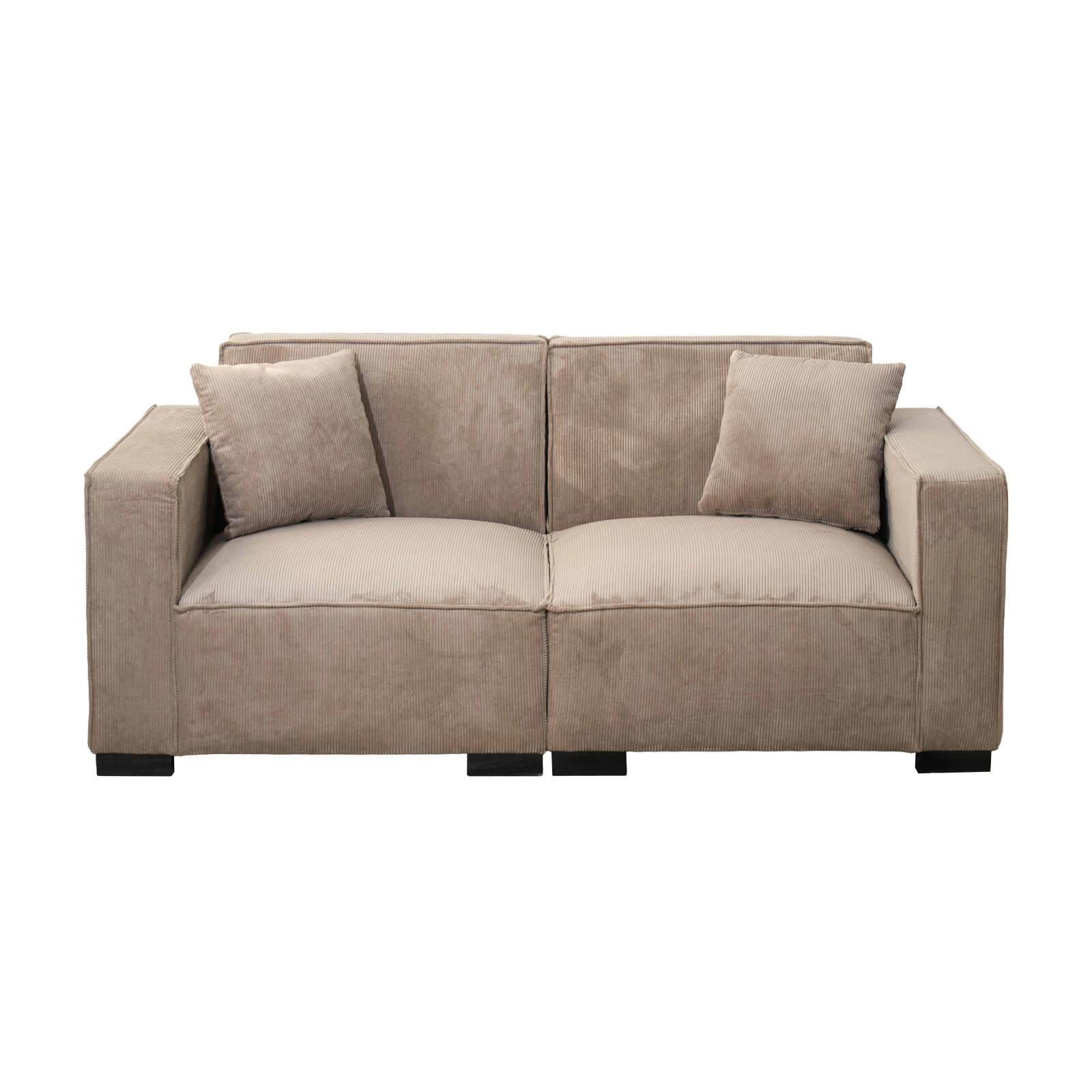 Sofa 2-Sitzer aus Cord mit Kissen