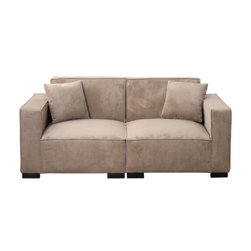 Sofa 2-Sitzer aus Cord mit Kissen (3/6)