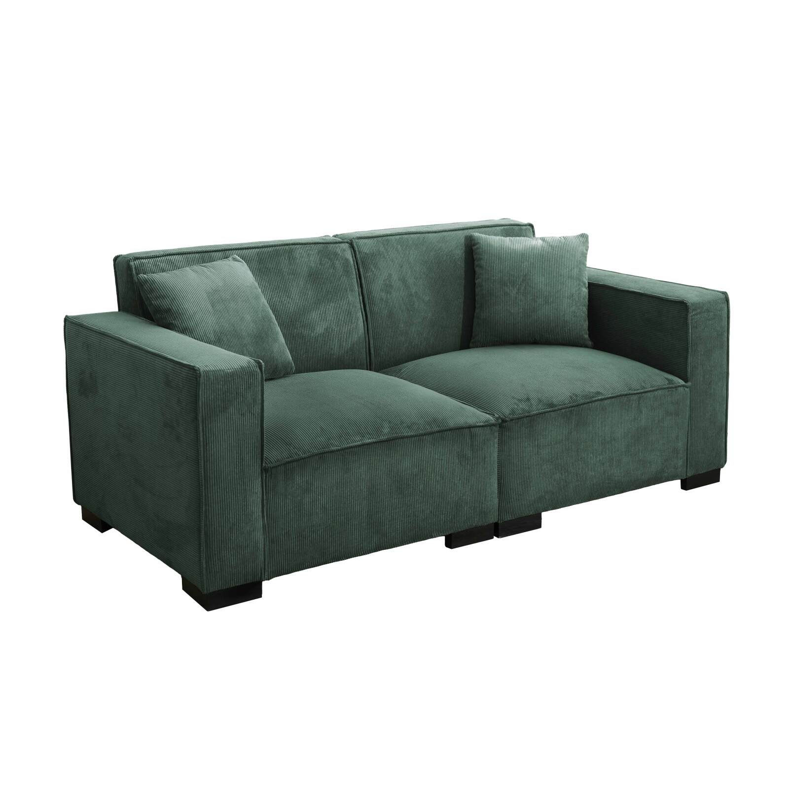 Sofa 2-Sitzer aus Cord mit Kissen